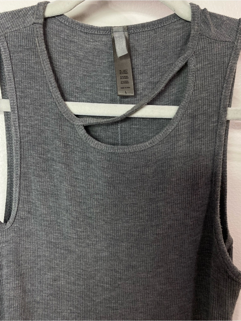 SKIMS Gray Ribbed Cutout Maxi Dress